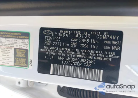 2025 Hyundai Elantra Sel Sport z USA, uszkodzony, nr VIN KMHLM4DG5SU982681